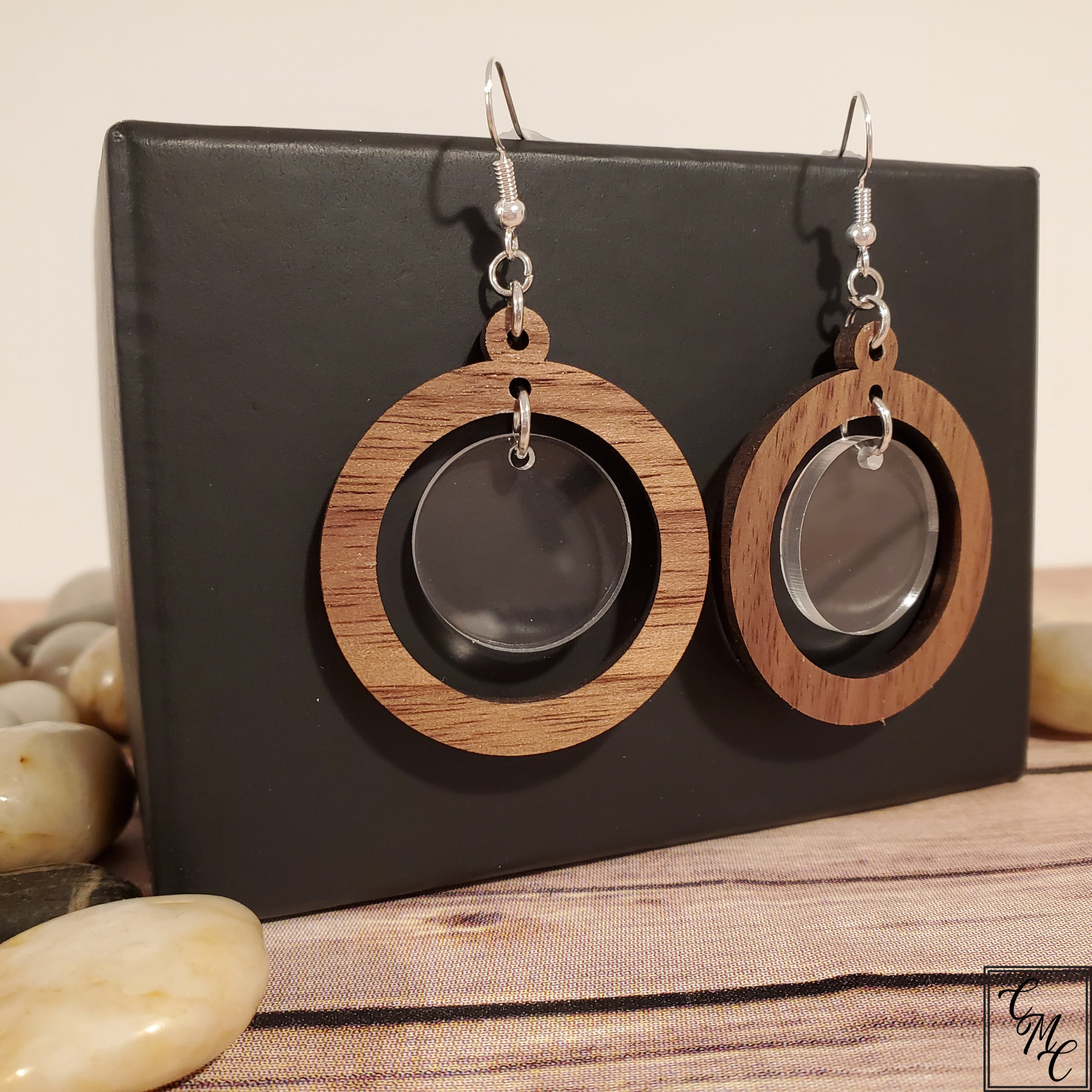 Laser Cut Wood and Acrylic Earrings Wood Jewelry Lightweight Earrings